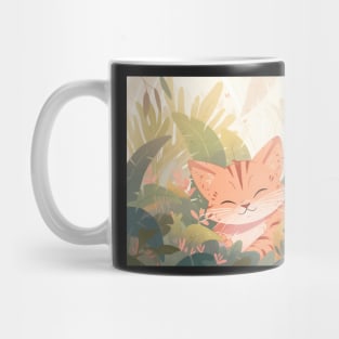 Whimsical Jungle Cat Watercolor Illustration Mug